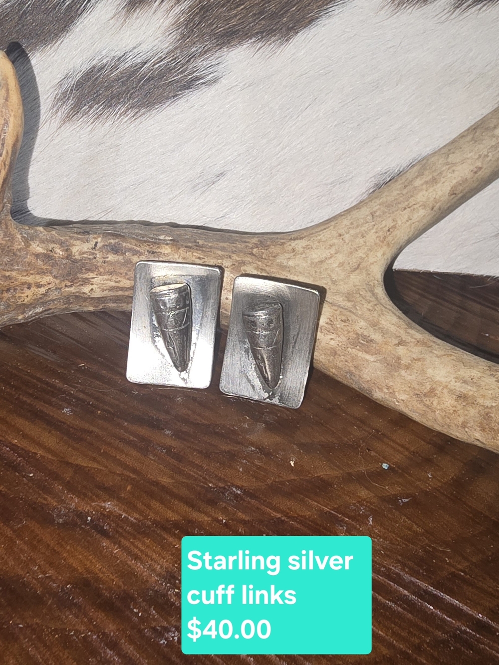 Sterling Silver Cufflinks - Silver Rectangular Bullet Design